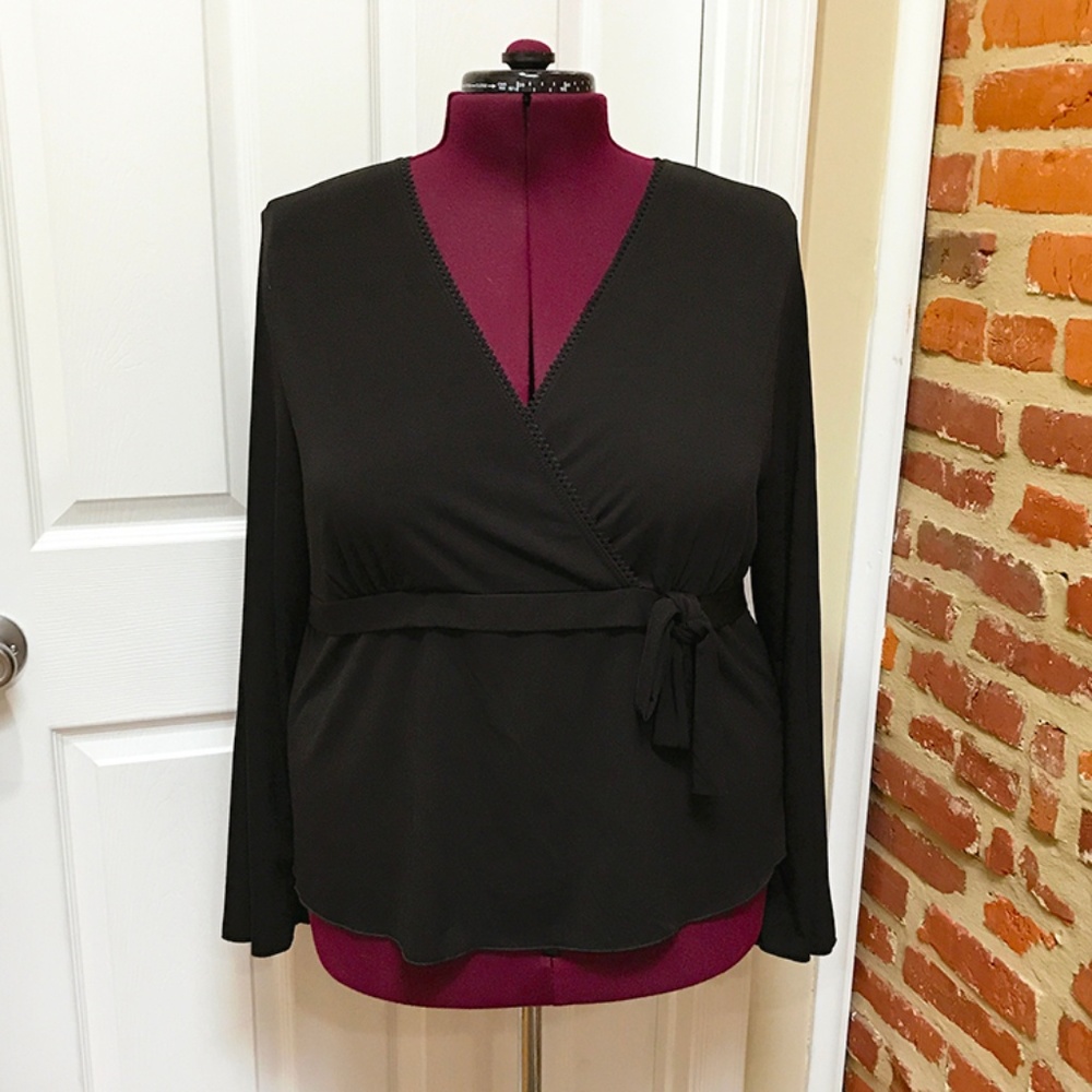 Self Love Faux Wrap Empire Waist V-neck Top